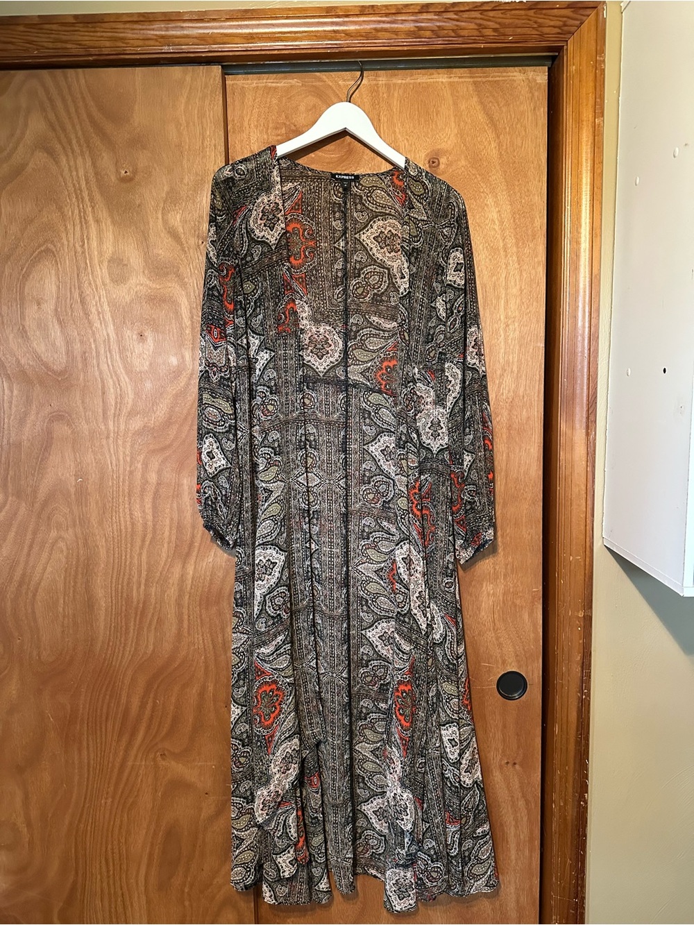 Express Paisley Kimono Duster Small Petite Boho Open Front Lightweight